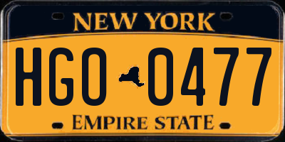 NY license plate HGO0477