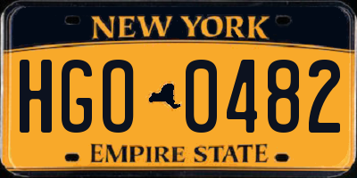 NY license plate HGO0482