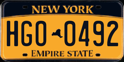 NY license plate HGO0492