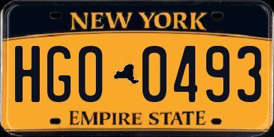 NY license plate HGO0493