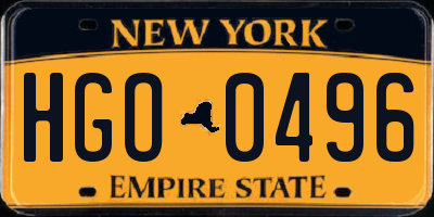 NY license plate HGO0496