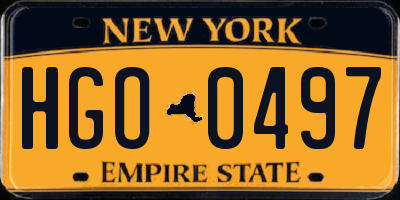 NY license plate HGO0497