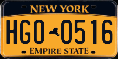 NY license plate HGO0516