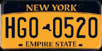 NY license plate HGO0520