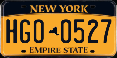 NY license plate HGO0527