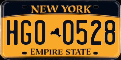 NY license plate HGO0528