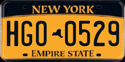 NY license plate HGO0529