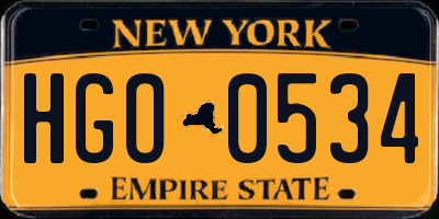 NY license plate HGO0534