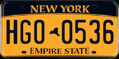 NY license plate HGO0536