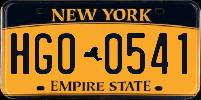 NY license plate HGO0541