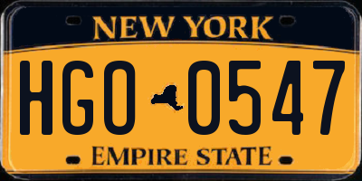 NY license plate HGO0547