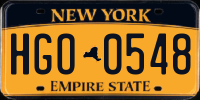 NY license plate HGO0548