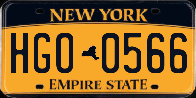 NY license plate HGO0566