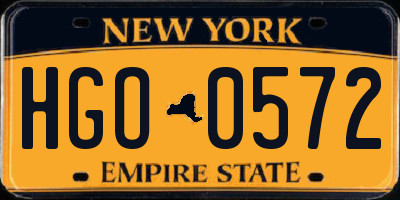 NY license plate HGO0572