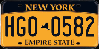 NY license plate HGO0582