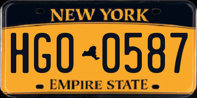 NY license plate HGO0587