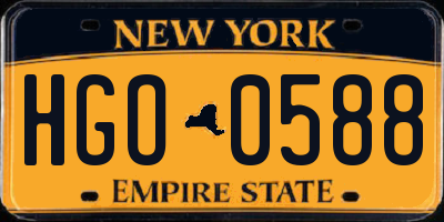 NY license plate HGO0588