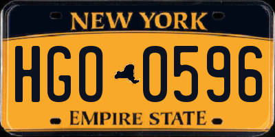NY license plate HGO0596