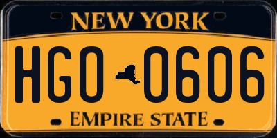 NY license plate HGO0606
