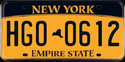 NY license plate HGO0612
