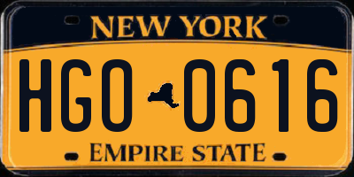 NY license plate HGO0616
