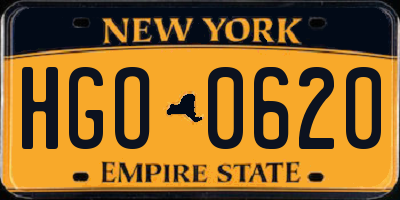 NY license plate HGO0620