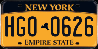 NY license plate HGO0626