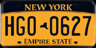 NY license plate HGO0627