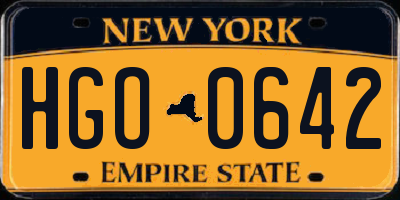 NY license plate HGO0642