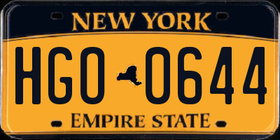 NY license plate HGO0644