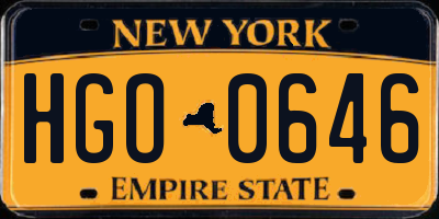 NY license plate HGO0646