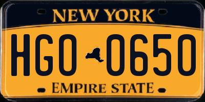 NY license plate HGO0650