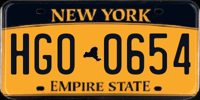 NY license plate HGO0654