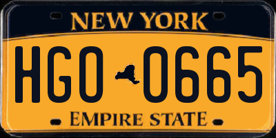 NY license plate HGO0665