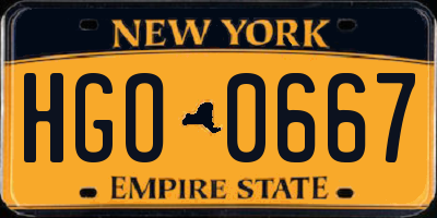 NY license plate HGO0667