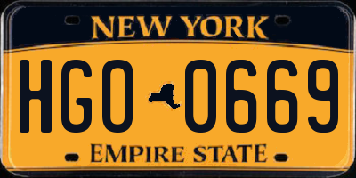 NY license plate HGO0669