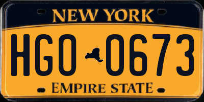 NY license plate HGO0673