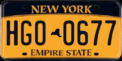 NY license plate HGO0677