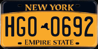 NY license plate HGO0692