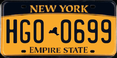 NY license plate HGO0699