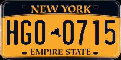 NY license plate HGO0715