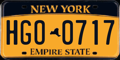 NY license plate HGO0717