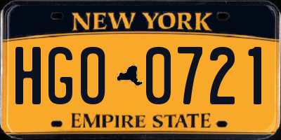 NY license plate HGO0721