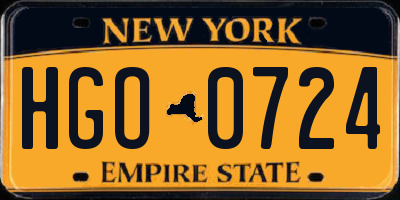 NY license plate HGO0724