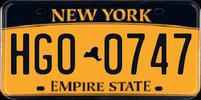 NY license plate HGO0747