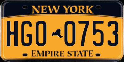 NY license plate HGO0753