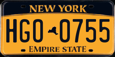 NY license plate HGO0755