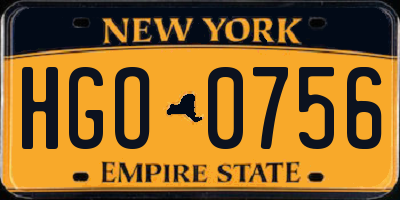 NY license plate HGO0756