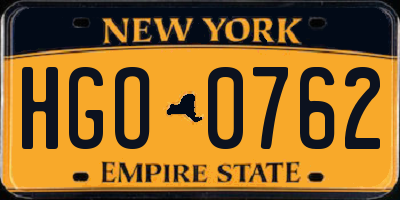 NY license plate HGO0762