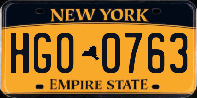 NY license plate HGO0763